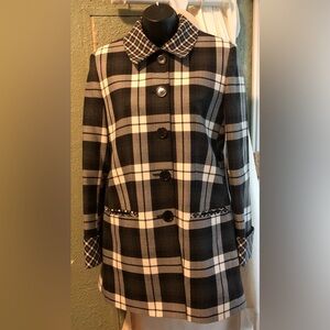 J.G. Hook Suits Sz 6 Gray & White Plaid Wool Blend Jacket